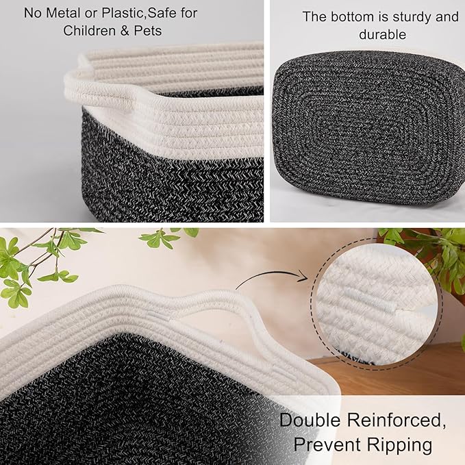 OIAHOMY 3 Pack Storage Baskets for Organizing, Woven Cotton Rope Basket for - Image 4
