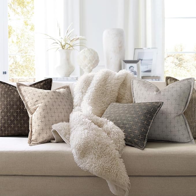 ZWJD Pillow Covers 18x18 Set of 2 Soft Polyester Textured Pillow Covers - Image 6