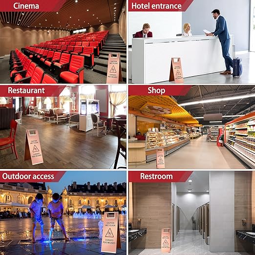 Kigley 2 Pcs Wet Floor Sign, 24 Inch Stainless Steel Caution Wet Floor Sign - Image 5