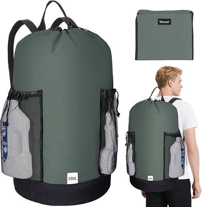BALEINE 150L Laundry Bag Backpack, 900D Oxford Fabric Large Travel Laundry Bags by BALEINE