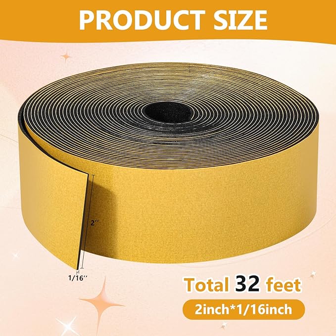 32Feet Weather Stripping Seal for Door Window, High Density Foam Tape, - Image 2