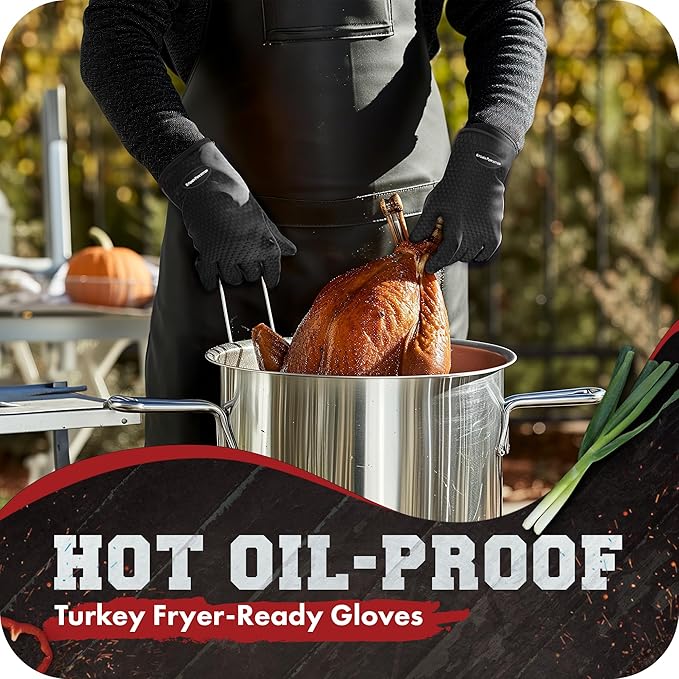 KITCHEN PERFECTION Silicone Smoker Oven Gloves -Extreme Heat Resistant BBQ - Image 4