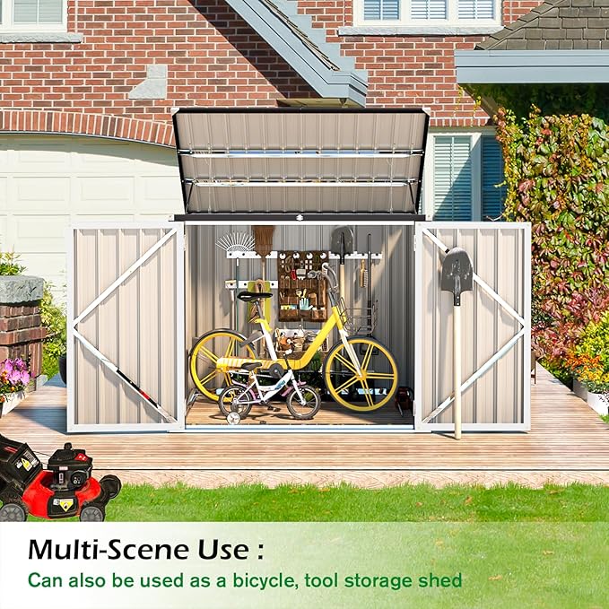 AECOJOY Outdoor Trash Can Storage Shed, 46 Cu.Ft White Trash Can Storage Shed - Image 5