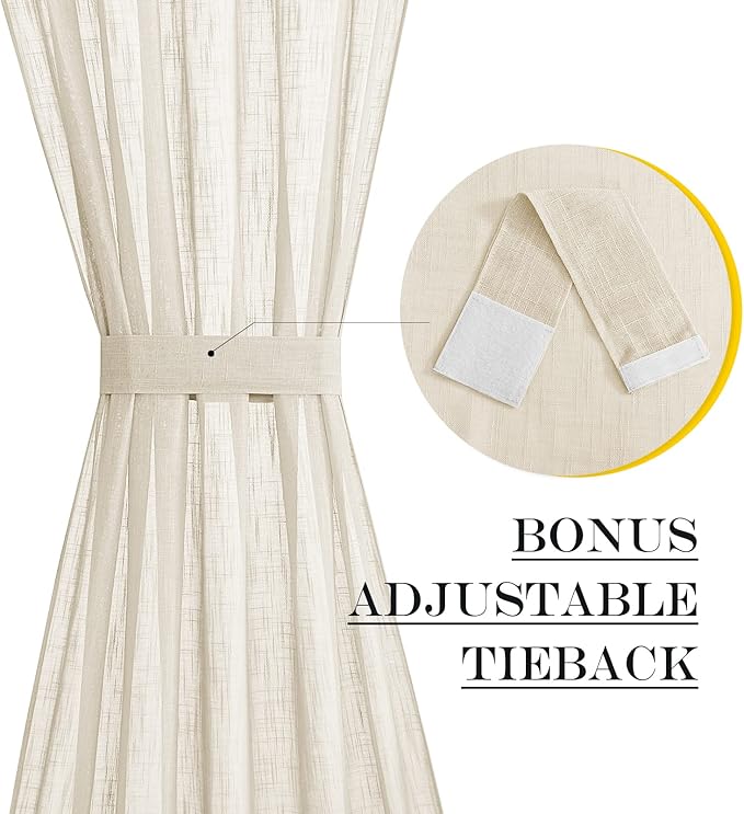 NICETOWN Beige Sidelight Door Curtain 72 Inches Long - Image 2