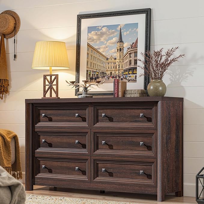 Farmhouse Walnut 6 Drawers Dresser by StandifurnoFurniture
