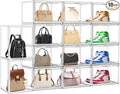 10 Pcs Clear Purse Storage Boxes, Plastic Shoe Boxes Stackable Acrylic Display by EDSFAM