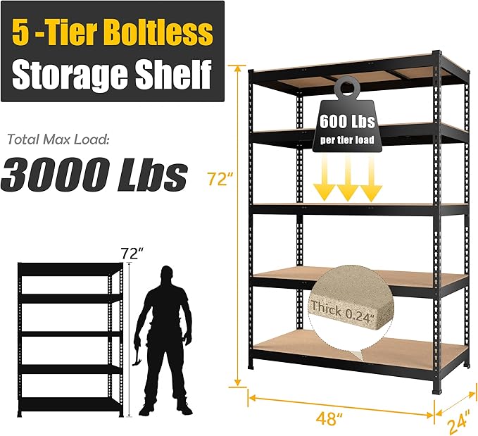 PrimeZone 48" x 24" x 72" Heavy Duty Storage Shelves - Image 3