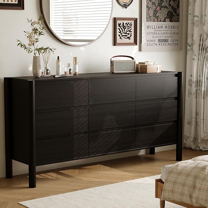 Dresser for Bedroom with 9 Drawers, Wooden TV Stand, Closet Clothes Organizer - Image 3