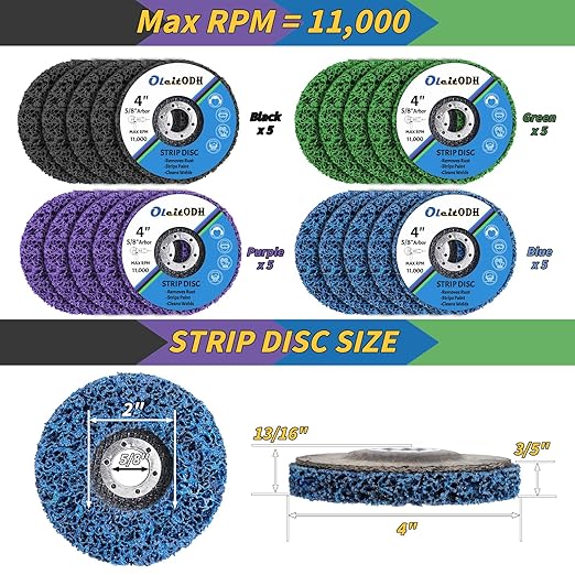 20 Pcs 4" x 5/8" Strip Discs Bulk, Paint Stripping and Rust Removal Wheels - Image 2