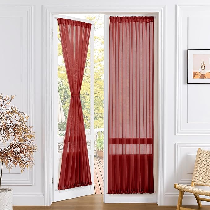 Tollpiz Sheer Door Curtain Closet Linen Textured Curtains Sheer Doorway Light by Tollpiz