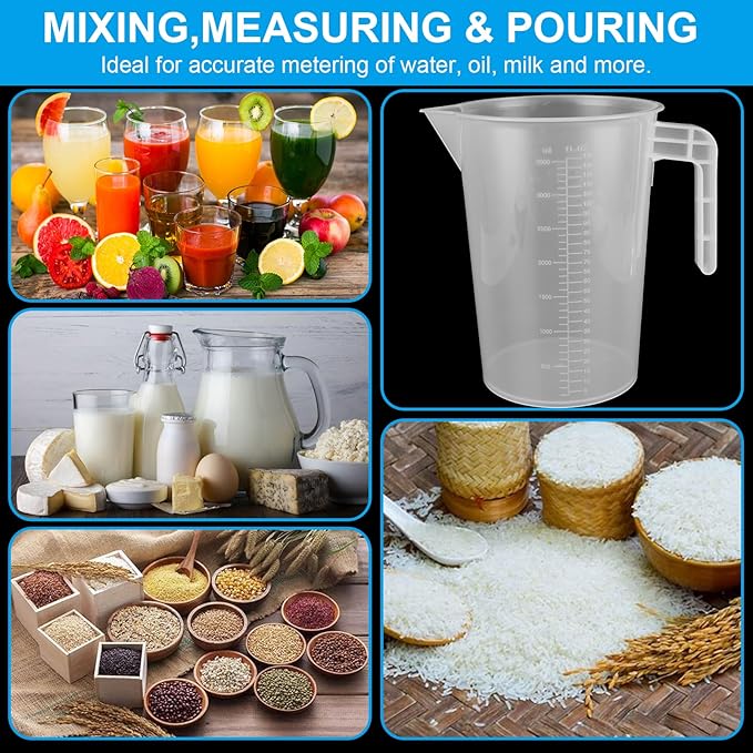 3 Pack 3.5 Liter Measuring Pitcher, Plastic Measuring Cups - Image 7