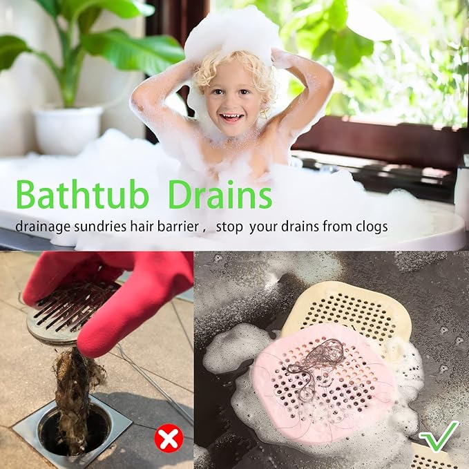 2 Pack Drain Cover Hair Catcher Silicone Drain Protector Hair Stopper - Image 2