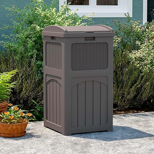 Patiowell 36 Gallon Outdoor Trash Can, Resin Outdoor Garbage Can - Image 2