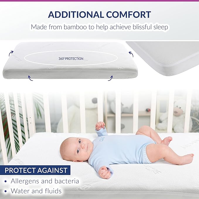 Bamboo Crib Mattress Protector by Slumberfy, Waterproof and Hypoallergenic - Image 6