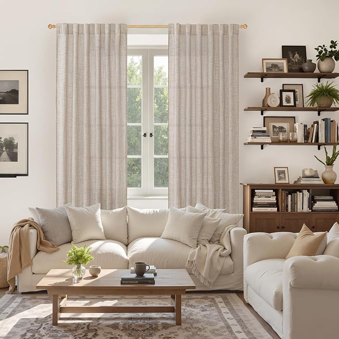 YoungsTex Linen Curtains Floor Length 102 Inch Long - Image 2