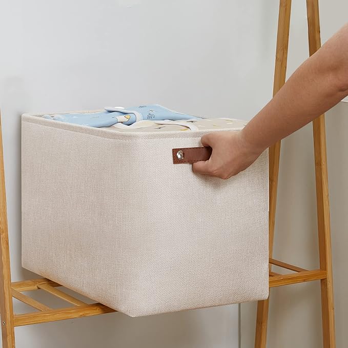DULLEMELO Storage Baskets Large 16"x12"x12" Tall Rectangular Baskets Fabric - Image 3