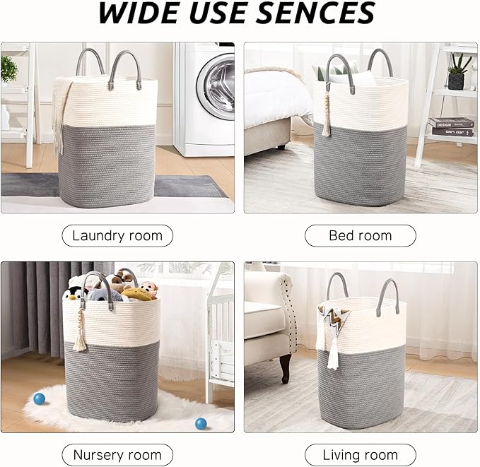Woven Laundry Basket for Clothes, 65L Large Rectangle Laundry Hampers - Image 7