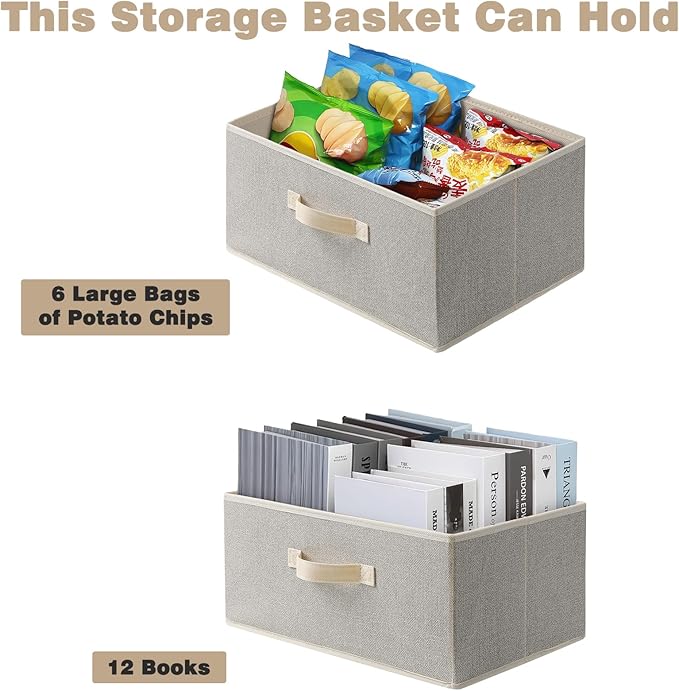 Storage Baskets, 15.7 Inch Woven Fabric Bins, Storage Cubes - Image 3