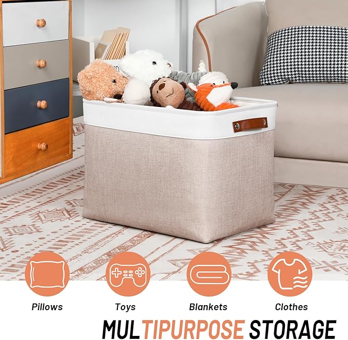 DULLEMELO Fabric Storage Bins, Lining Fabric Baskets - Image 3