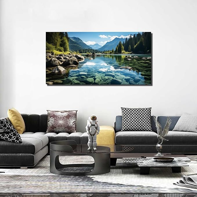 GUGIKA Landscape Wall Art for Living Room, Mountain and Lake Wall-Decor for - Image 2