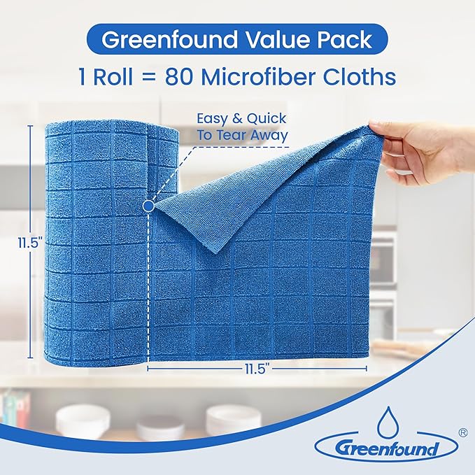 Greenfound Microfiber Cleaning Cloth Roll -80 Pack, Tear Away Towels - Image 2