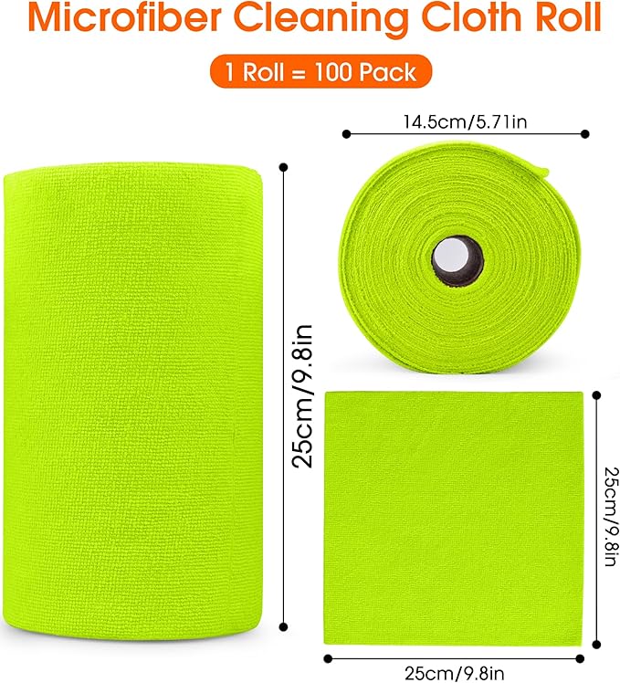 Roll of Microfiber Cleaning Cloth –100 Pack, Tear Away Microfiber Towels - Image 8