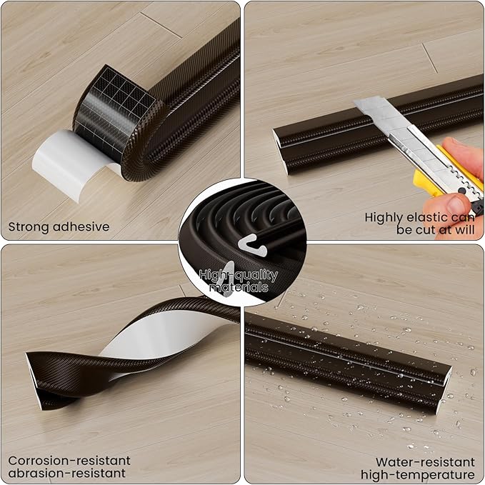 V Shape Foam Weather Stripping Door Frame Seal Strip 33FT Brown, Draft Stopper - Image 3