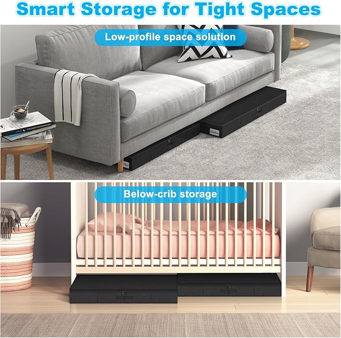 Under Bed Storage Container Bins 2 Pack, 4.5 Inch Slim Low Profile Underbed - Image 5