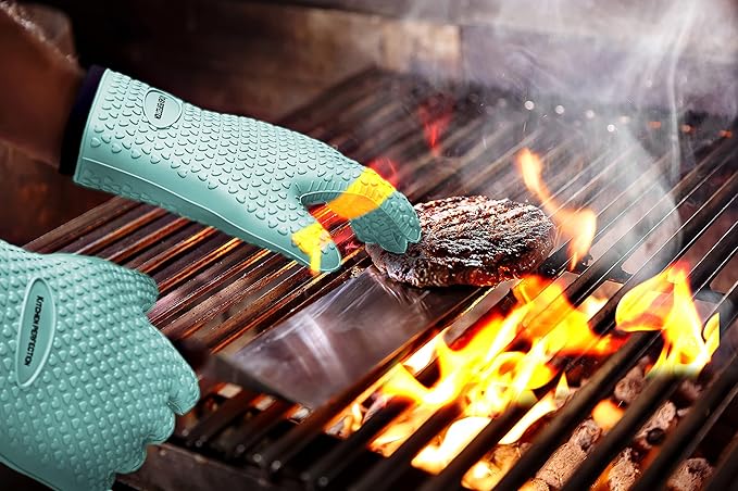 KITCHEN PERFECTION S Silicone Smoker Oven Gloves -Extreme Heat Resistant BBQ - Image 7
