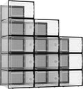 Kuject XX-Large Shoe Storage Boxes Organizers Clear Plastic Stackable 12 Pack by Kuject