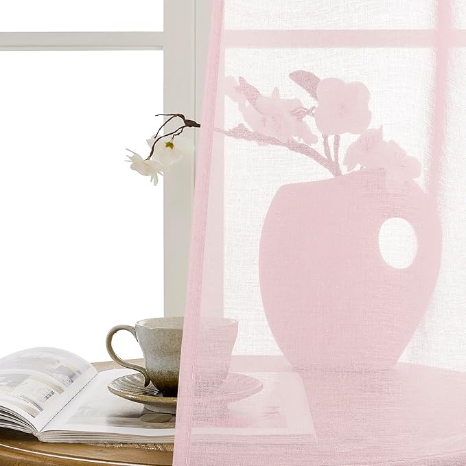 Tollpiz Short Sheer Door Curtain Closet Linen Textured Curtain Sheers Doorway - Image 9