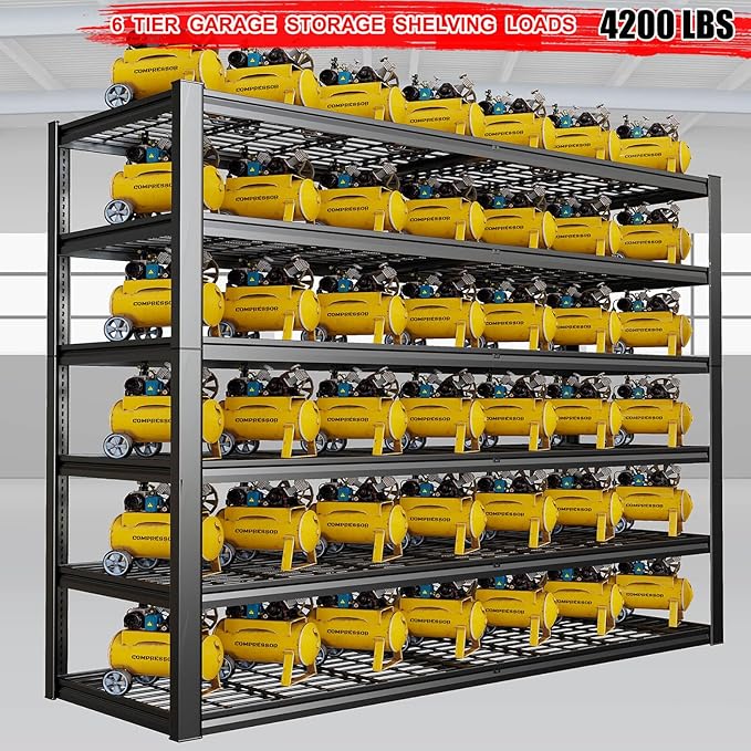 65" W Garage Shelving Heavy Duty, 6 Tier Garage Shelves, Adjustable Storage - Image 5