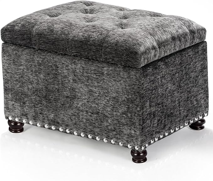 Joveco Storage Ottoman Bench, Rectangle 24" Velvet Foot Rest Stool Square by Joveco