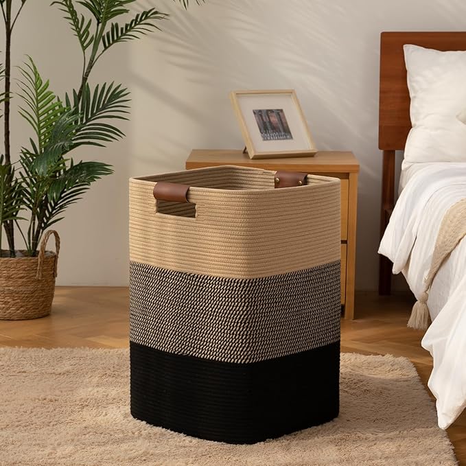 Laundry Hamper 96L Extra Large Laundry Basket, Woven Blanket Basket, Cotton - Image 7