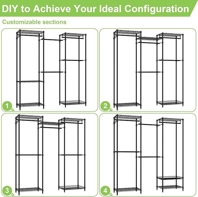 Heavy Duty Clothes Rack, Freestanding Garment Rack System Closet Organizer - Image 7