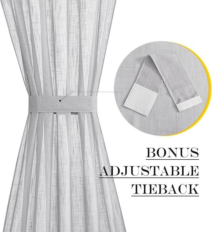 NICETOWN Sheer Door Curtains forWindow 80 Inches Long, Privacy French Door - Image 4