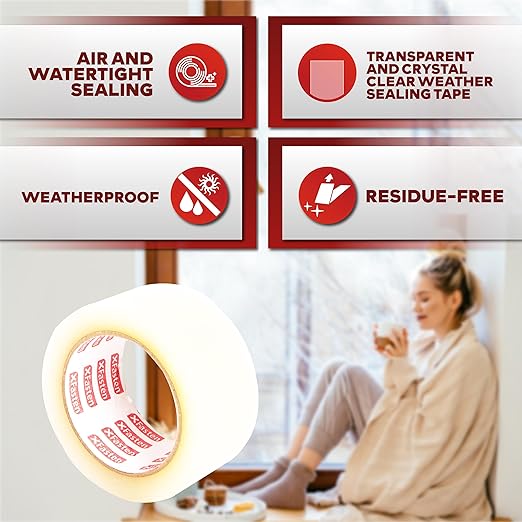 XFasten Transparent Window Weather Sealing Tape, 2-Inch x 30 Yards, No Residue - Image 2