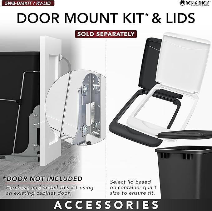 Rev-A-Shelf Pullout Trash Can for Under Kitchen Cabinets 35 Qt Garbage Waste - Image 6
