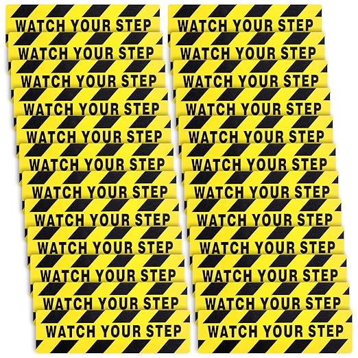 Boao 24 Pieces Watch Your Step Stickers Sign 6 x 24 Inch Caution Watch Your by Boao
