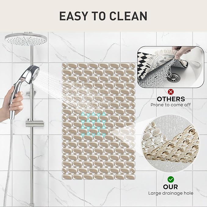 Shower Mat Non Slip Bathtub Mat, 27 x 16 Inch Eco-Friendly Soft Bath Mat - Image 6