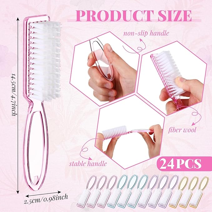 Patelai 48 Pcs Handle Grip Nail Brush Bulk Colorful Nail Scrubber Cleaner - Image 2
