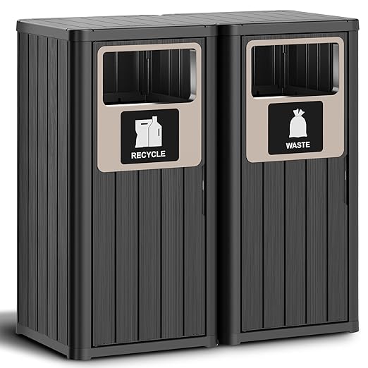 2pcs Outdoor Trash Can Waterproof Resin Garbage Can by WTFGO