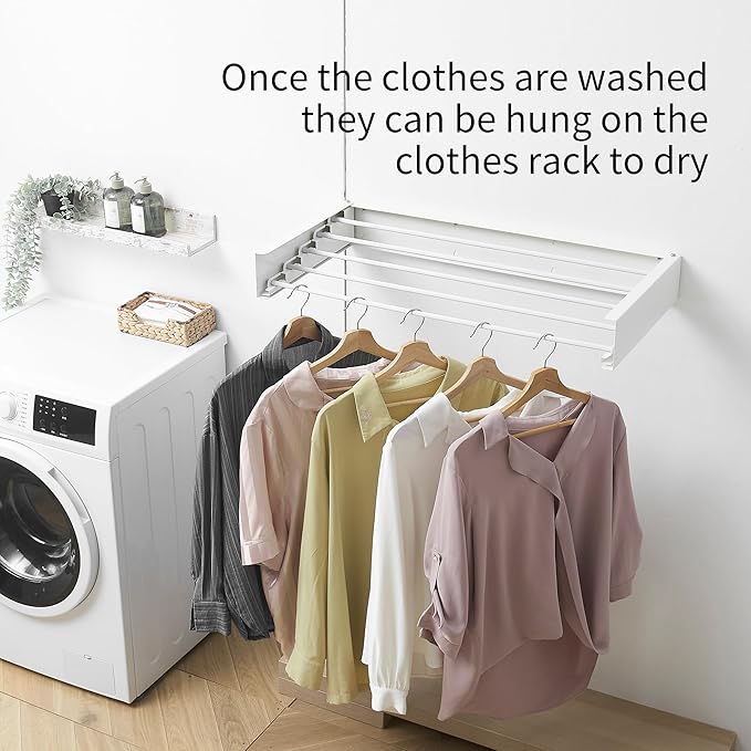 Clothes Drying Rack, Laundry Hanging Rack Collapsible, Wall Mounted Drying Rack - Image 2