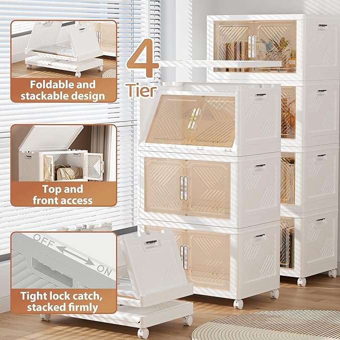 Storage Bins with Lid 48QT, Stackable Storage Containers with Wheels and - Image 5