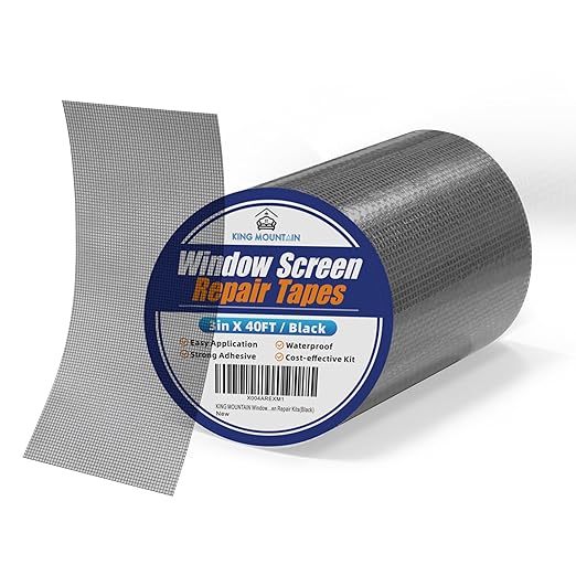 KING MOUNTAIN Black Window Screen Repair Tape, 3inX40FT Heavy Duty Screen by ForABetterHomeLife