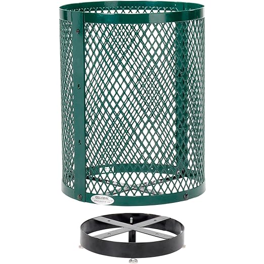 Global Industrial Outdoor Diamond Steel Trash Can - Image 4