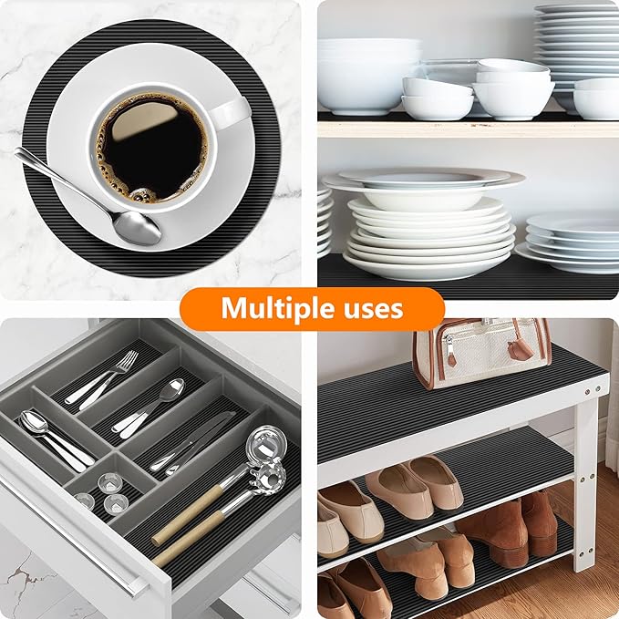 Black Shelf Liners for Kitchen Cabinets Non-Adhesive, Drawer Mat Liner for - Image 2
