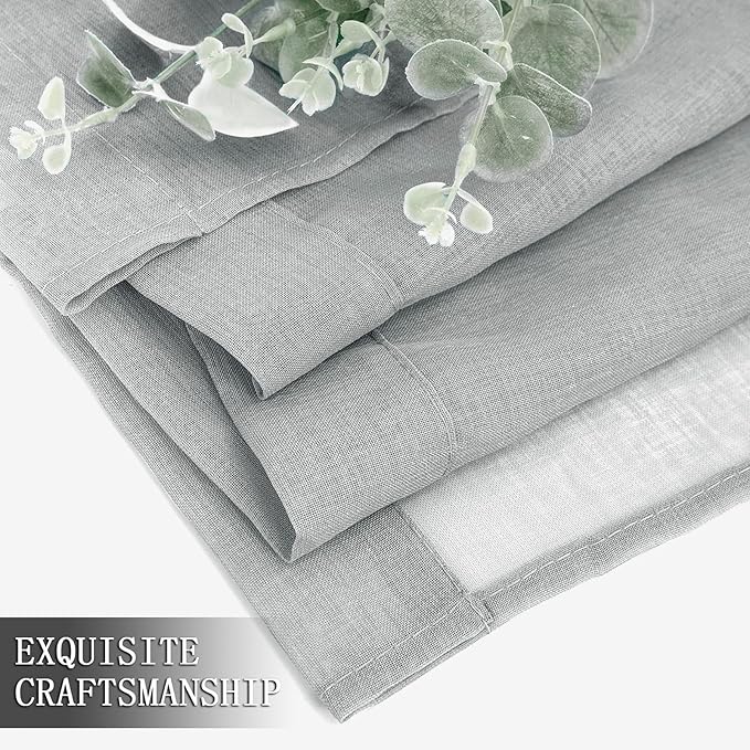 Tollpiz Sheer Tier Curtain Linen Textured Half Kitchen Curtains Sheer Light - Image 7