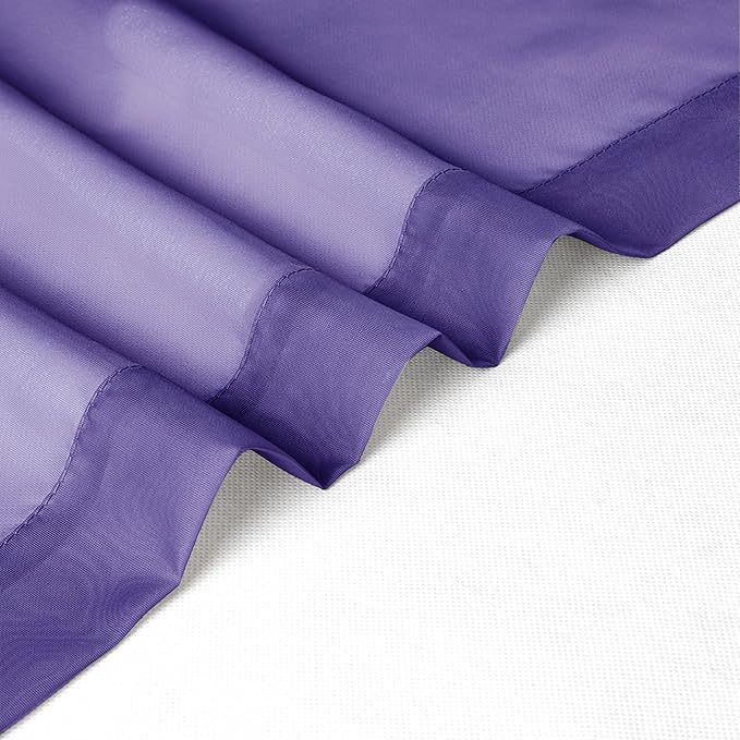 Chyhomenyc Purple Sheer Curtains 45 Inch Long 2 Panels, Light Filtering Rod - Image 6