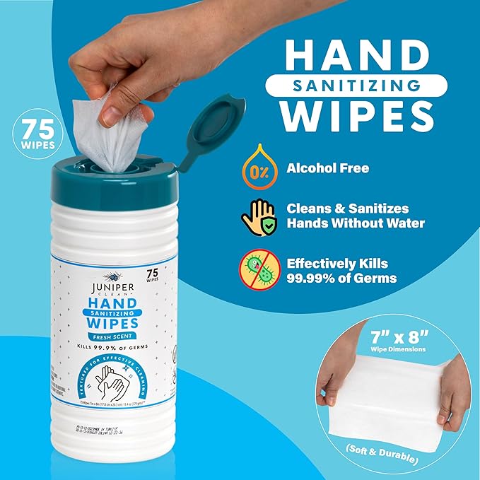 1 Pack Hand Sanitizing Wipes, Alcohol Free 75 Count Canister Disposable Hand - Image 3